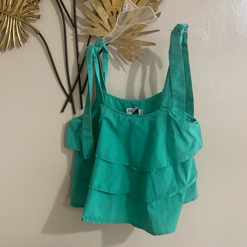 Stylish Green Layered Kids Crop Top